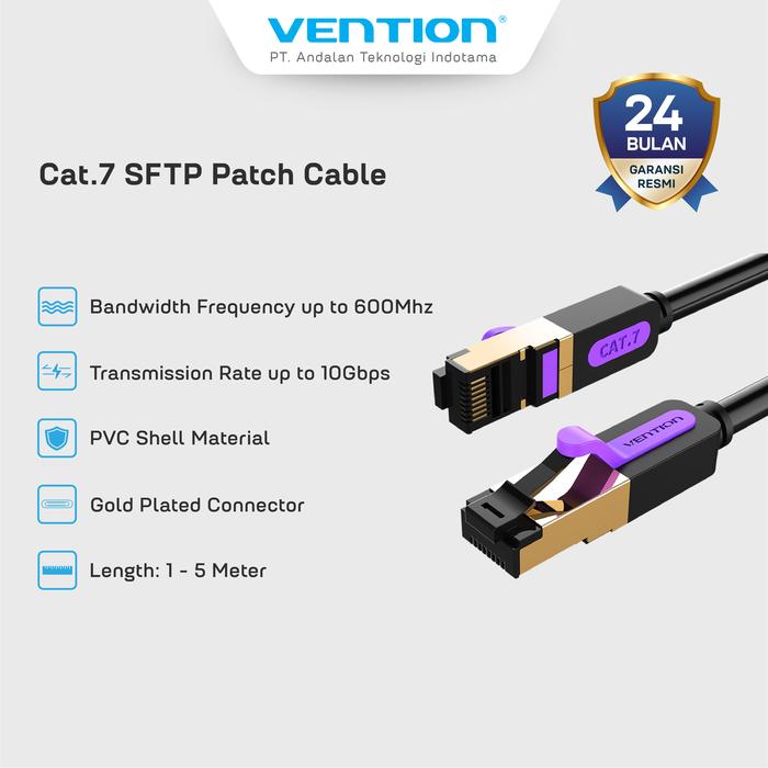 Gambar ention Kabel Lan RJ45 Cat7 SFTP Patch Ethernet Cable 10Gbps 600MHz 10M 15M 20M - ICD - BLACK, 10M dari Vention By Andalan Kota Administrasi Jakarta Utara Tokopedia