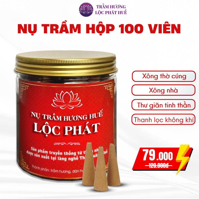  Nụ Trầm Hương Lộc Phát Hộp 100 Viên Trầm Hương Xông Nhà Nhang Sạch Tự Nhiên Giá Rẻ Tận Xưởng,Thơm Dịu Nhẹ Thư Giãn Xông Phòng Dùng Cúng Thiền Khử Mùi Thanh Lọc Không Khí Dễ Ngủ Tĩnh Tâm Khử Ẩm Mốc 