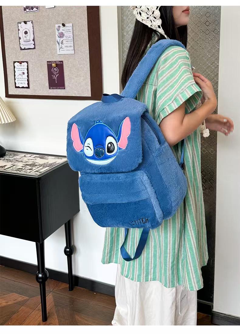 Product Introduction of DSHAPPYSHOP Cartoon Cute Plush Flip Cover Backpack Students Kids Large Capacity Traval Backpack 0
