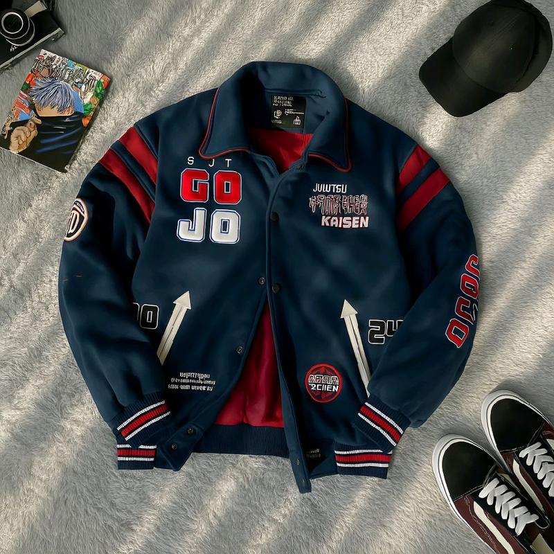 VARSITY JACKET GOJO JUJUTSU KAISEN FULL NAVY VARSITY FULL COTTON