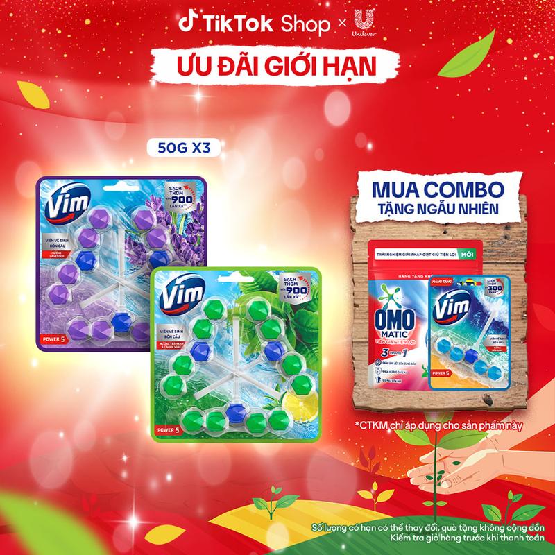 VỈ 3 VIÊN Vim Treo Vệ Sinh Bồn Cầu Power 5 TIẾT KIỆM TIỆN LỢI | Sạch Thơm Đến 300 Lần Xả 3x50g vỉ 1