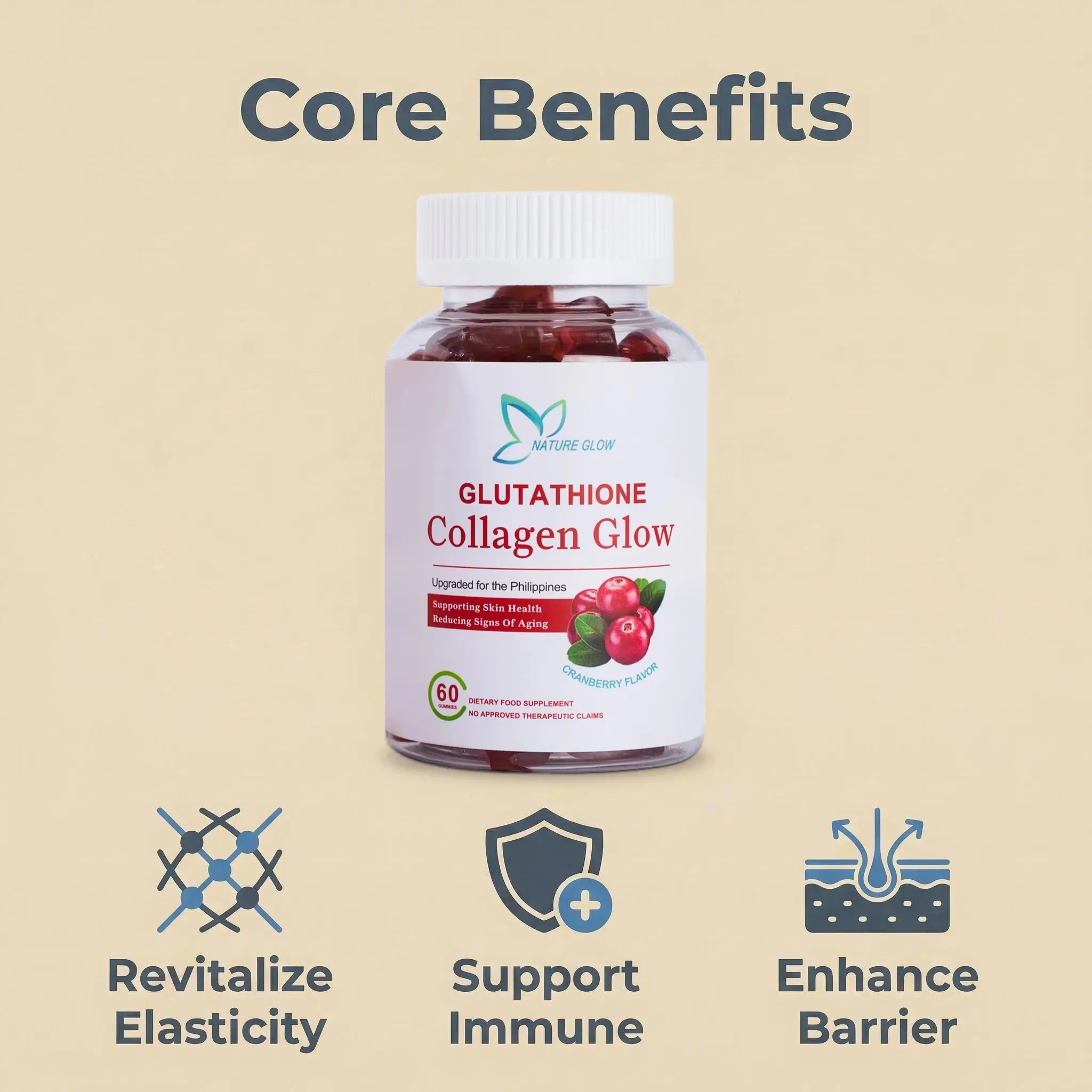 glutathione nature glow FDA APPROVED】Nature Glow 60PC Glutathione Collagen Gummies CRANBERRY FLAVOR glutathione nature glow FDA APPROVED】Nature Glow 60PC Glutathione Collagen Gummies CRANBERRY FLAVOR