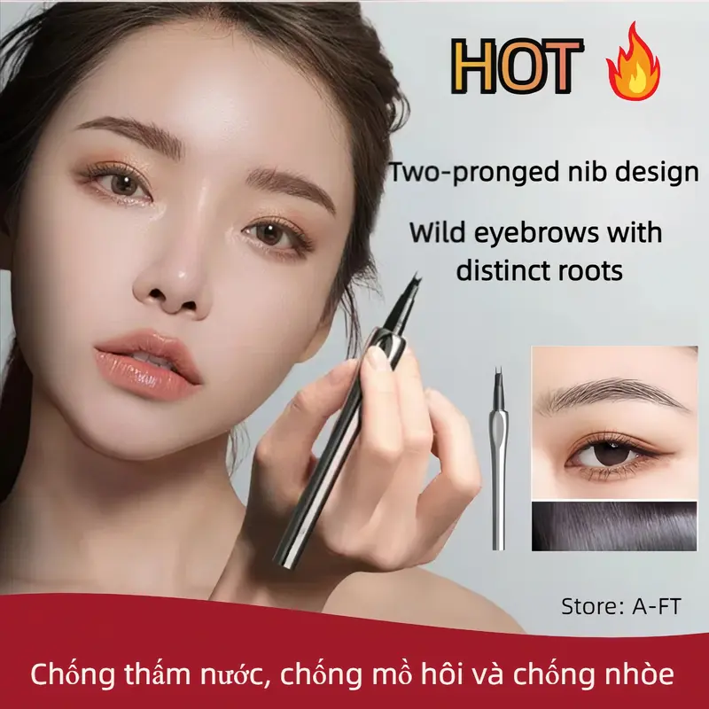 Bút Chì Kẻ Lông Mày Siêu Mịn, Hai Đầu, Không Thấm Nước, Chống Mồ Hôi, Không Phai Màu, Phong Cách Hoang Dã, Trang Điểm Mỹ Phẩm 0