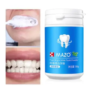 Bubuk Pasta Gigi MAZO Teeth Powder Pembersih Gigi Menghilangkan Bau Mulut Memutihkan Gigi Kuning 50g Bersihkan obat