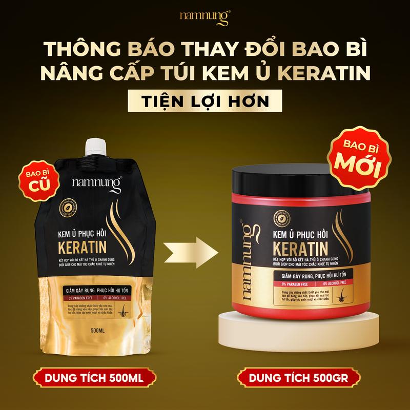 [FLASH SALE] Kem ủ thảo dược keratin NamNung hỗ trợ phục hồi tóc chuẩn salon Bigsize siêu tiết kiệm 500gr Chăm sóc tóc Dưỡng tóc nữ - Giảm 39%