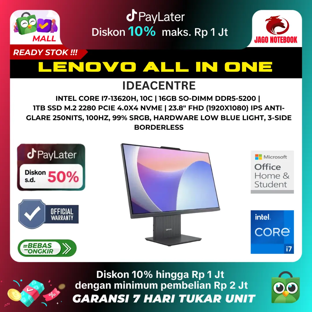 LENOVO AIO ALL IN ONE IDEACENTRE 24IRH9 7NID 7PID INTEL CORE i7-13620H 16GB 1TB WIN11+ OHS