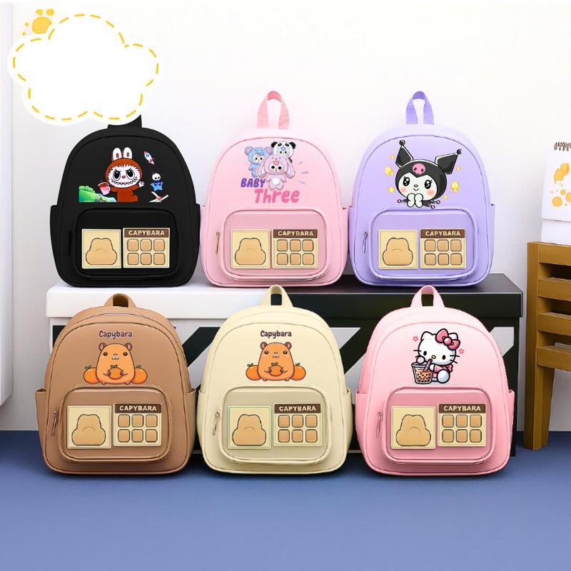 Balo cho bé mẫu giáo hình người nhện Labubu, Capybara, Kuromi , Cặp trẻ em mầm non bé trai bé gái chống nước đi chơi đi học đựng đồ quần áo bỉm sữa HAB246  HAB244