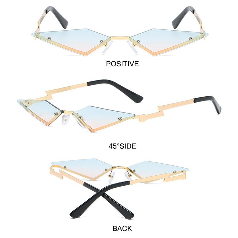 Rimless Lozenge Sunglasses Fashion Colorful UV400 Polygon Sun Glasses Metal Frame Halloween Eyeglasses for for Women & Men 6