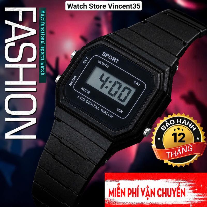 Đồng hồ điện tử nam nữ Sport LCD Digital Watch , Đồng hồ thể thao chống nước dây cao su bền bỉ