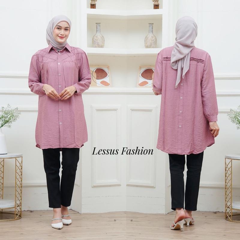 Product Introduction of Lissa Tunik Opnaisel Polos polo linen kancing depan belakang|| kemeja wanita polos tunik pololinen|| pakaian muslim wanita atasan kekinian 2