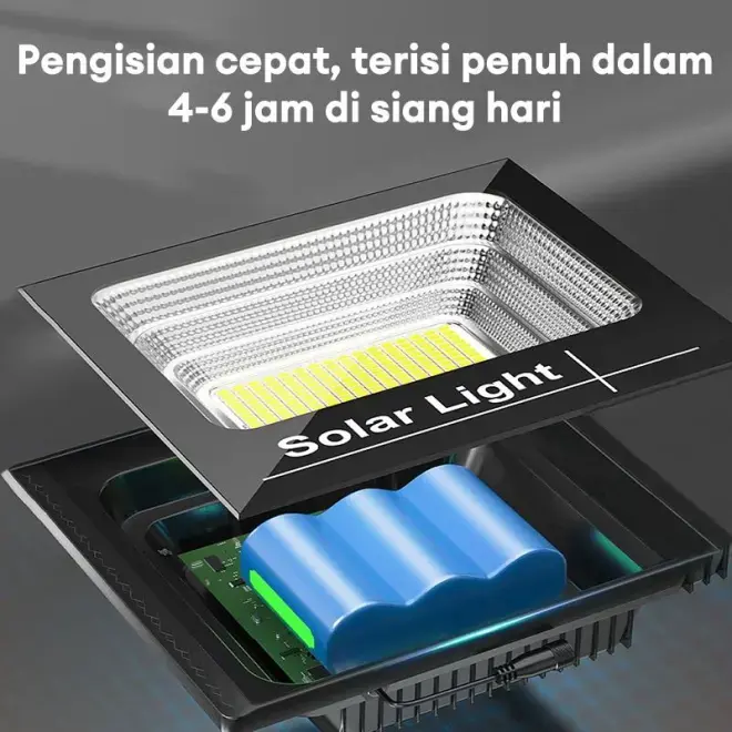 【Garansi 10 Tahun】Lampu sorot tenaga surya outdoor otomatis nyala 1200W lampu sorot LED Solar Cell Panel Surya gratis kabel 5 meter matahari jalan kendali jarak jauh 0 tagihan listrik selama 10 tahun Menerangi 200m2 Halaman dalam dan luar ruangan 3
