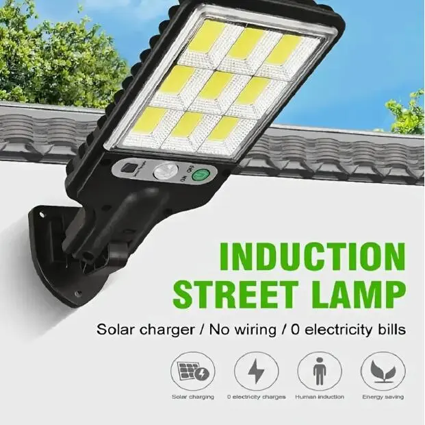 Đèn Đường Cảm Biến Năng Lượng Mặt Trời Ngoài Trời, Công Suất 2200W, Cảm Ứng Cơ Thể Người Đèn Sân Vườn, Có Điều Khiển Từ Xa, Đèn Tường LED, Không Thấm Nước, Thích Hợp Cho Sân Vườn, 1 Cái