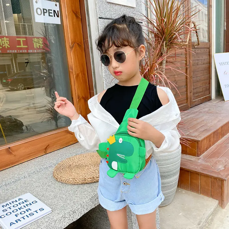 Túi Đeo Ngực Khủng Long, Cho Trẻ Em, Làm Bằng Vải Oxford, Dây Đai Nịt Cho Em Bé, Thích Hợp Cho Du Lịch Ngoài Trời, Ba Lô, Thiết Kế Hoạt Hình, Unisex, Túi Đeo Chéo Cho Bé 2
