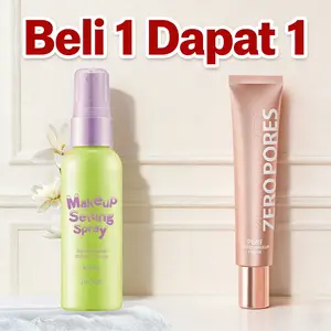 Paket Primer Zero Pori + Setting Spray Tahan Lama 【Beli 1 Dapat 1】 Kontrol Minyak Makeup Awet 12 Jam Haluskan Garis Halus