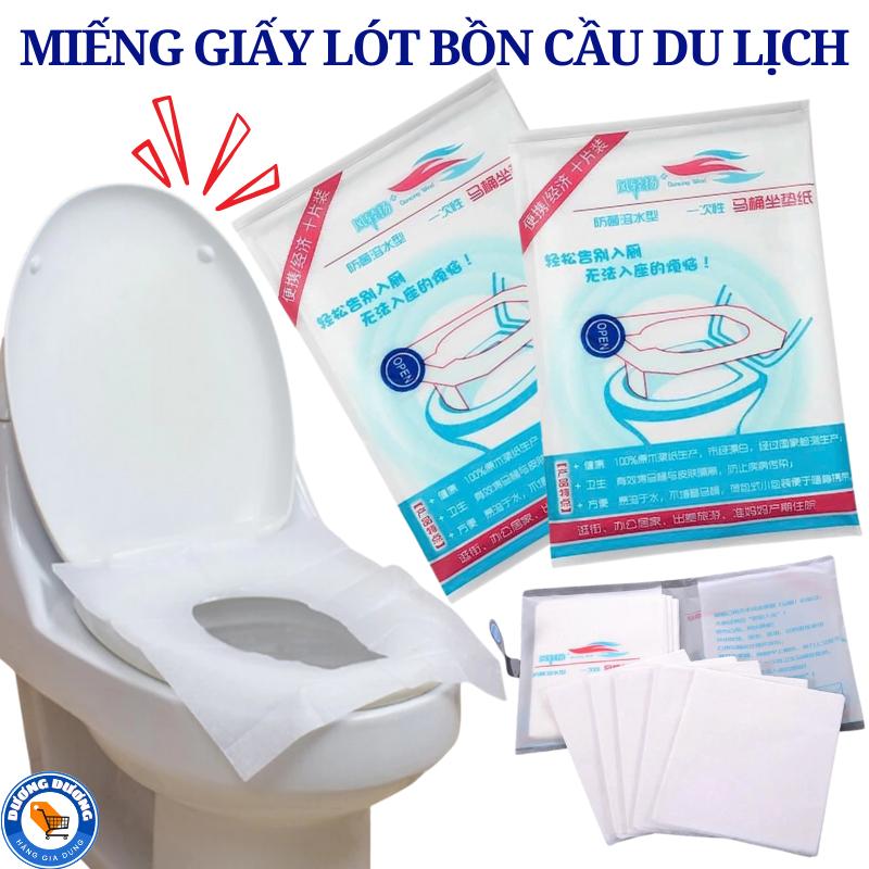Combo 50 Miếng Lót Bồn Dùng 1 Lần ( Gói 10 Tờ ) - Giấy Lót Bệt , Nắp Bồn Cầu Vệ Sinh Tự Phân Huỷ Nhỏ Gọn, Sạch Sẽ Tiện Lợi - Tấm Lót Bệ Bồn Cầu Mang Du Lịch Dùng Một Lần Tiện Dụng