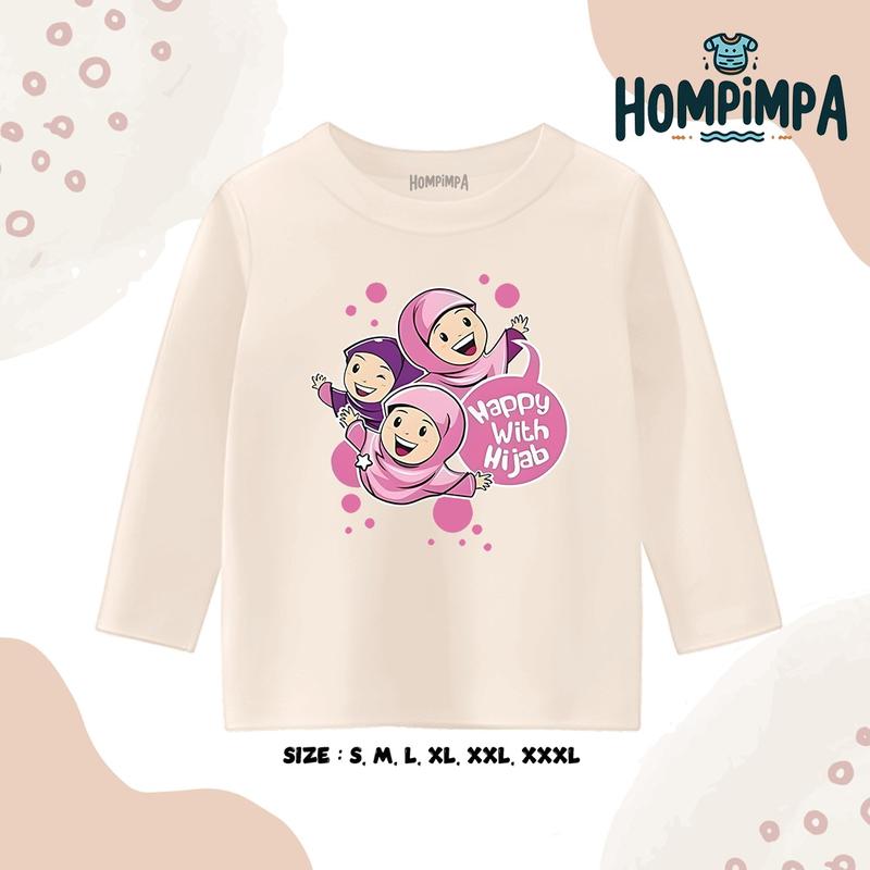 Kaos Anak Lengan Panjang Gambar Hijab Sablon DTF Distro 30s Fashion Baju 4