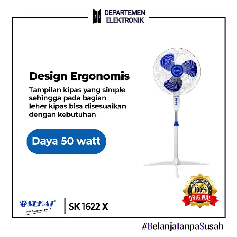Sekai Kipas Angin Berdiri / Standfan 1622 X Kaki Silang Taifun 2