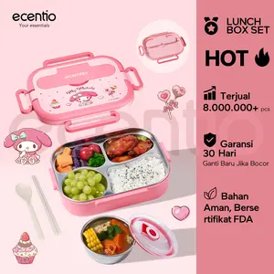 Ecentio Kotak Makan Siang Kuromi & My Melody Stainless Steel 1000ml Anti Bocor 4 Sekat Kapasitas Besar Portable Untuk Sekolah & Kerja Dilengkapi Sendok & Sumpit Garansi 30 Hari Baja Tahan Karat 304 Food Grade Ecentio Kotak Makan Siang Kuromi & My Melody Stainless Steel 1000ml Anti Bocor 4 Sekat Kapasitas Besar Portable Untuk Sekolah & Kerja Dilengkapi Sendok & Sumpit Garansi 30 Hari Baja Tahan Karat 304 Food Grade