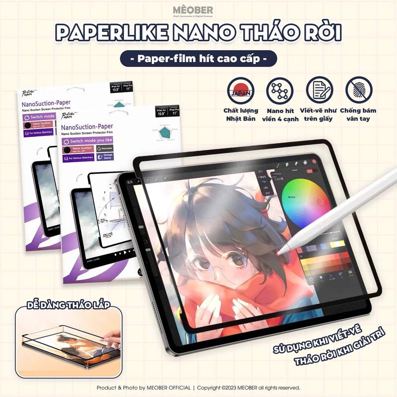  Paperlike Nano  Dán màn hình iPad Paperfilm Nano - Nhám mịn mới hỗ trợ tháo rời nano tăng cường hiển thị by MèoBer 
