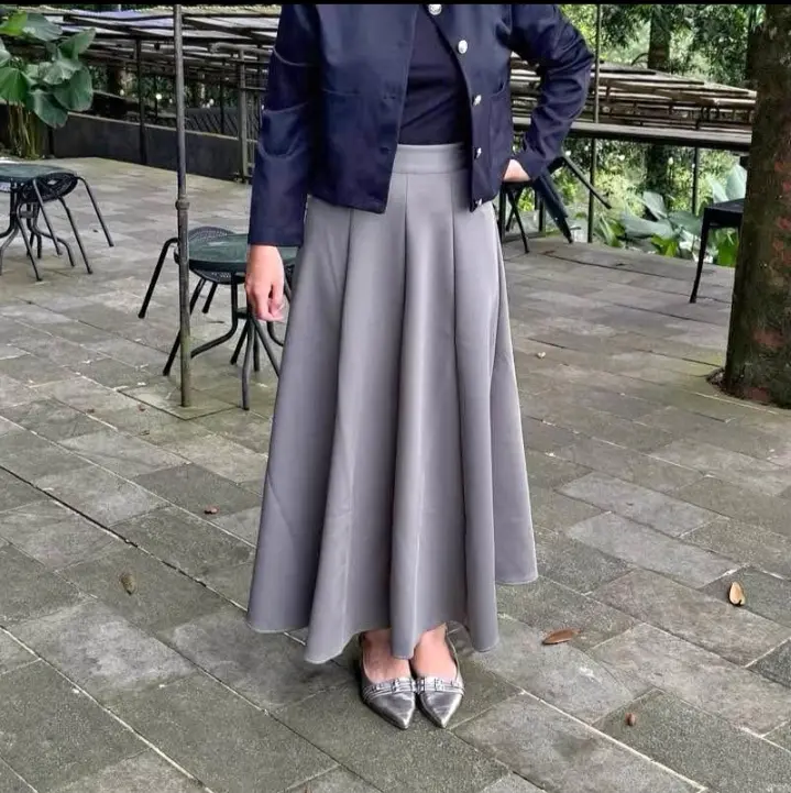 By Arrafi - Audy Skirt - Korean Loose Maxi Skirt Rok Wanita Anti Kusut - Rok Flare Wanita - Rok Basic Polos - Maxi skirt Rok Panjang Wanita 2