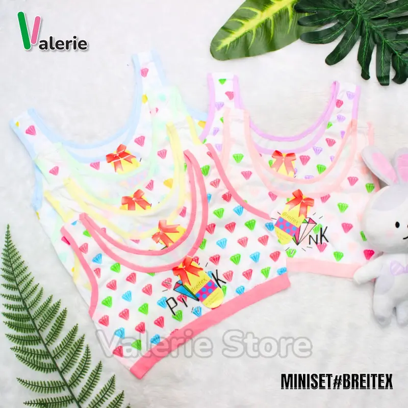 VAL - (6 PCS) MINISET ANAK PEREMPUAN POLINI REMAJA BAHAN KAOS MODEL SPORT BRA TANPA BUSA 3