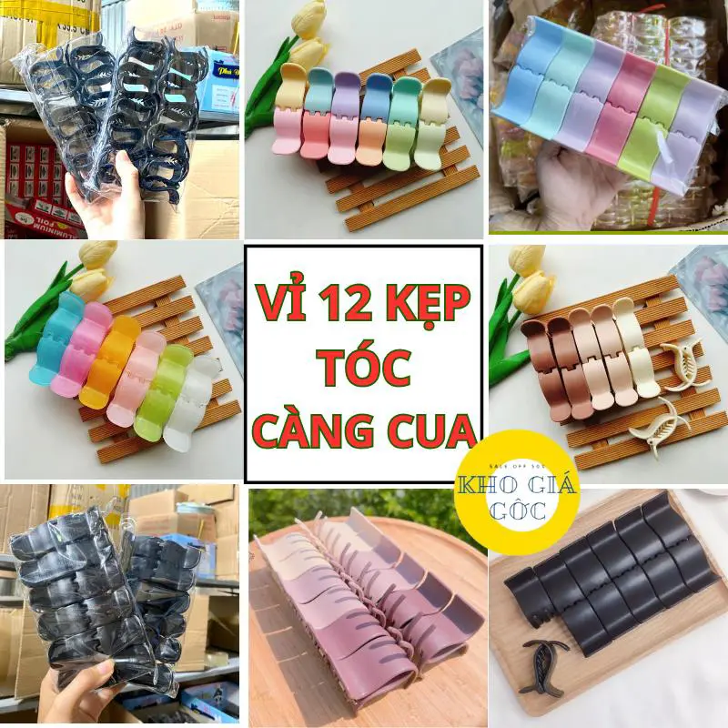 Set 12 Kẹp tóc càng cua trong suốt 3 răng 5 răng Hàn Quốc nữ đẹp hottrend 2024 AAA iLita cặp búi cào tóc dễ thương màu