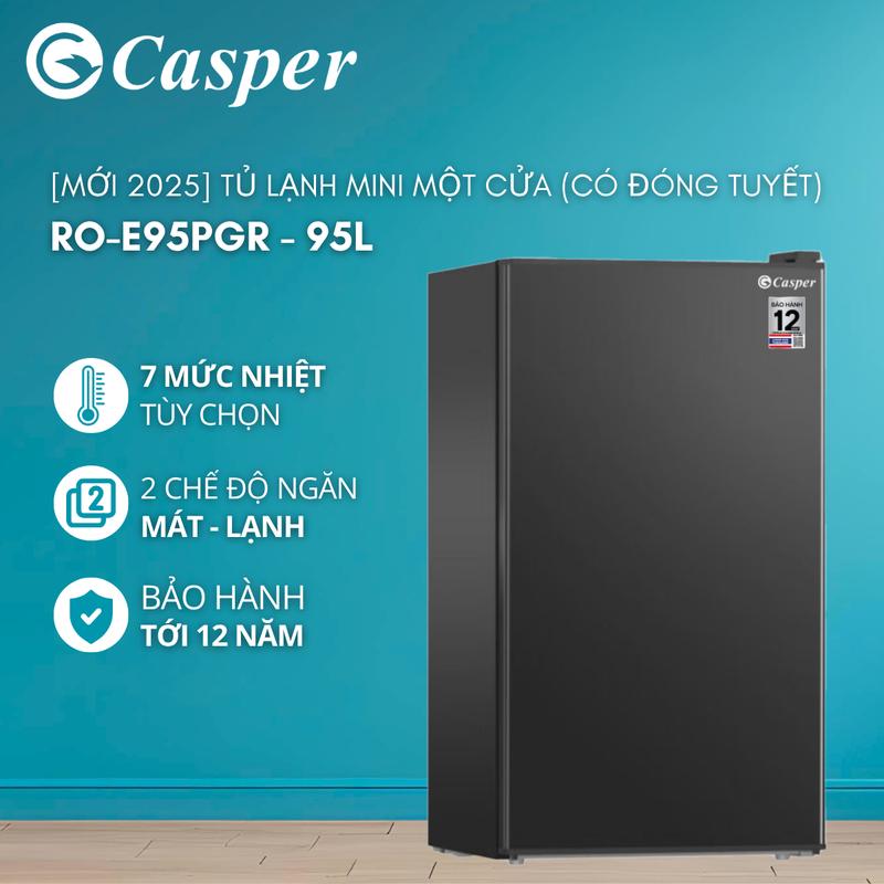 Tủ lạnh Casper mini một cửa 95L có đóng tuyết RO-E95PGR - Chính hãng - Bảo hành 2 năm