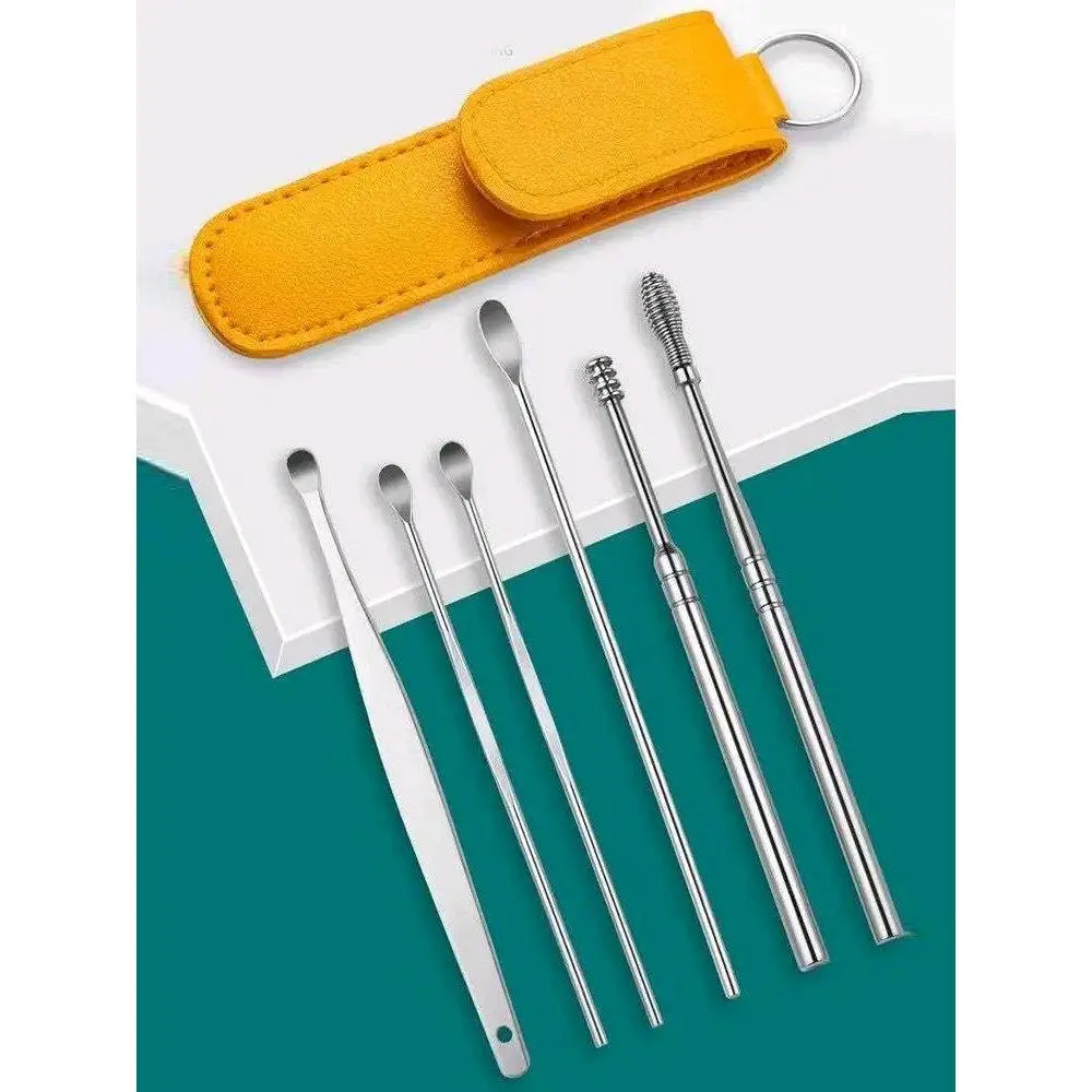 Earpick pouch kancing mini stainless Korek Kuping Removal Kotoran Telinga