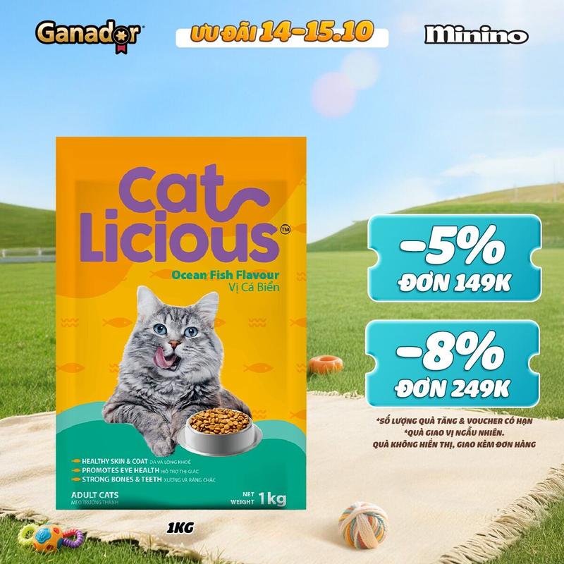 Thức ăn hạt Catlicious cho mèo vị Cá biển túi 1kg