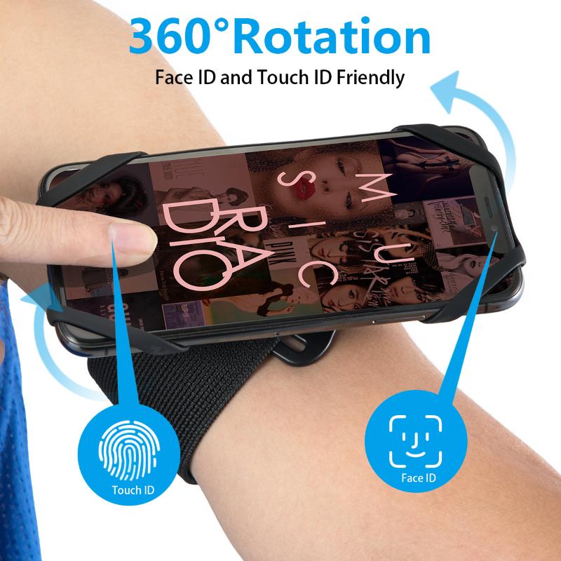 Băng Đeo Tay Thể Thao, Đai Đeo Tay Xoay 360 ° Có Thể Tháo Rời Cho Điện Thoại Di Động Giá Đỡ Băng Đeo Cánh Tay Chạy Bộ Và Đạp Xe, Dây Đeo Cổ Tay Giá Đỡ Điện Thoại Di Động Giá Chân Đế Cho Điện Thoại Thông Minh 4.0-6.5 Inch Thông Dụng 4