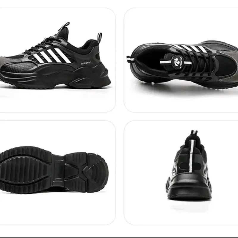 (By11) Sepatu Safety Pria Ujung Besi  Boots kerja Lapangan Shoes Hitam Hijau 4
