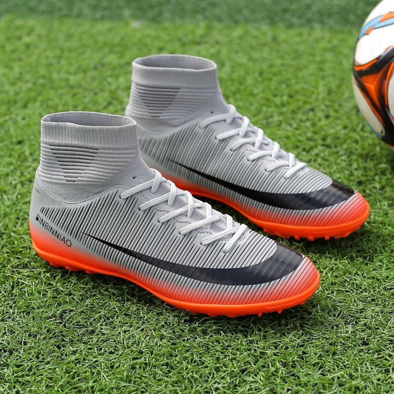 Product Introduction of Children Adult Unisex High Top Five Football boot Indoor Training Football Kasut bola sepak Football Boots Sports Men's Leisure 2