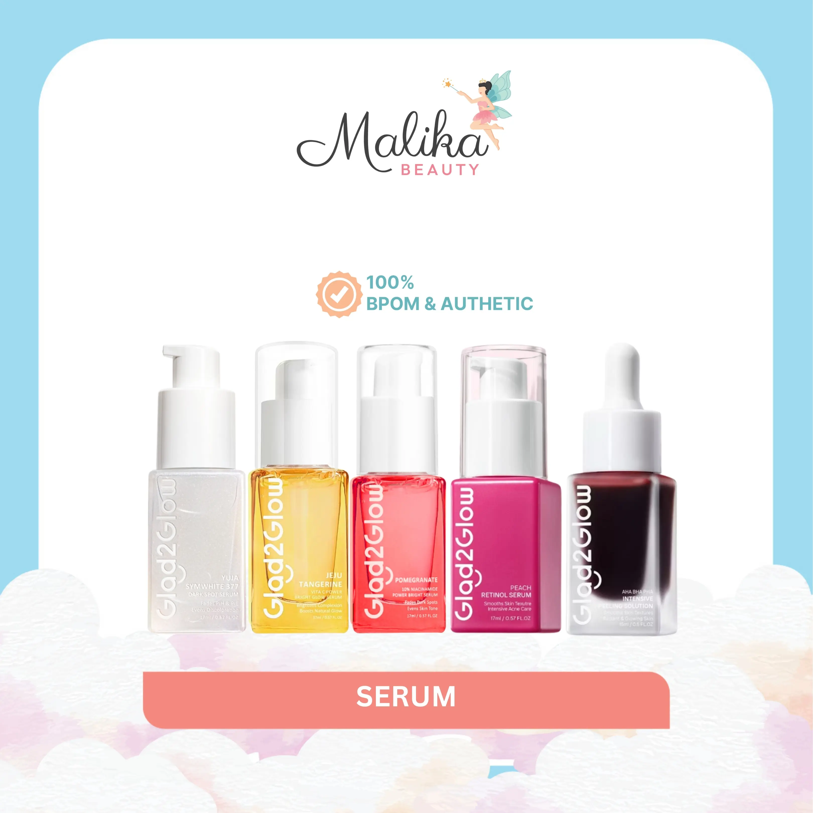 Malika Beauty | GLAD2GLOW Serum Series 17 ml | Yuja | Pome | Peach | Symwhite 377 | Niacinamide | Peeling