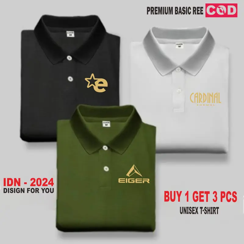 STYLE1 Beli 1 Dapat 3 Pcs ( PROMO COD ) Kaos Keren Polo I G  r I Goo I Formal Gold Pria Distro T-Shirt Distro I Polo Dewasa Premium Quality Baju Pendek Katun Combed Sablon 3
