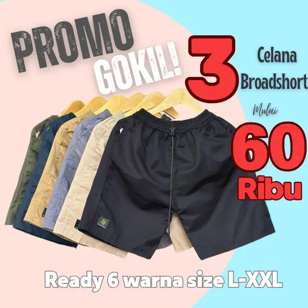 PROMO BESAR !!! 60rb dapat 3pcs BROADSHORT PANTS Distro Pria Style Cassual