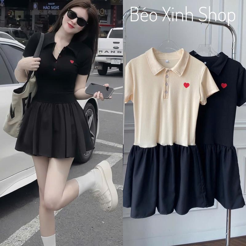 Set Váy Polo In Hình Kèm Quần Vải Thun Tăm Cao Cấp Thanh Lịch Bigsize 45- 90 Kg Dễ Thương Nữ Women Top - A.1567