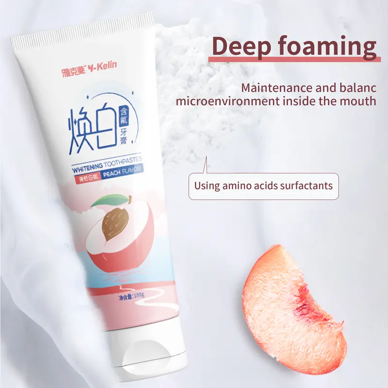 Y-Kelin PASTA GIGI RASA PEACH Fluorinated Whitening Toothpaste 6