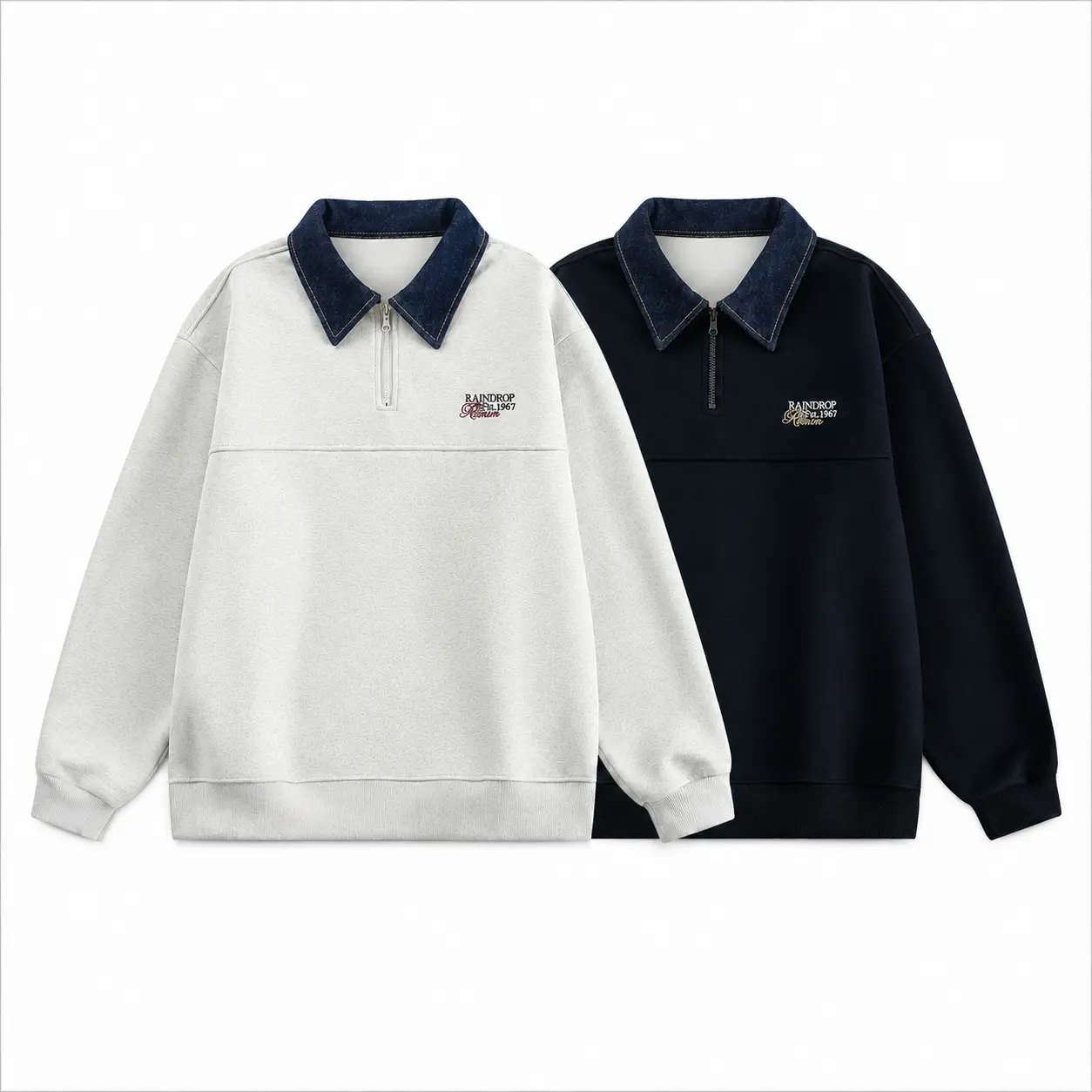 Áo Sweater Dài Tay Nam Nữ Phối Cổ Polo Local Brand HEAVEN Chất Liệu Nỉ 2 Da, Vải Thun Tăm,  Vải Nỉ Bông Phù Hợp Mùa Thu Đông