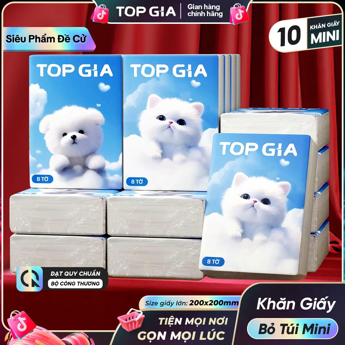 [GIẢM GIÁ SỐC] LỐC 10 GÓI Khăn Giấy Bỏ Túi MINI Khổ Giấy LỚN 20x20cm 4 Lớp Dập Vân 4D bền chắc mềm mịn, khăn giấy vệ sinh ĐẠT QUY CHUẨN CỦA BỘ CÔNG THƯƠNG (TG00) #topgia #khangiaytopgia #giaymini #giaybotui #sansale