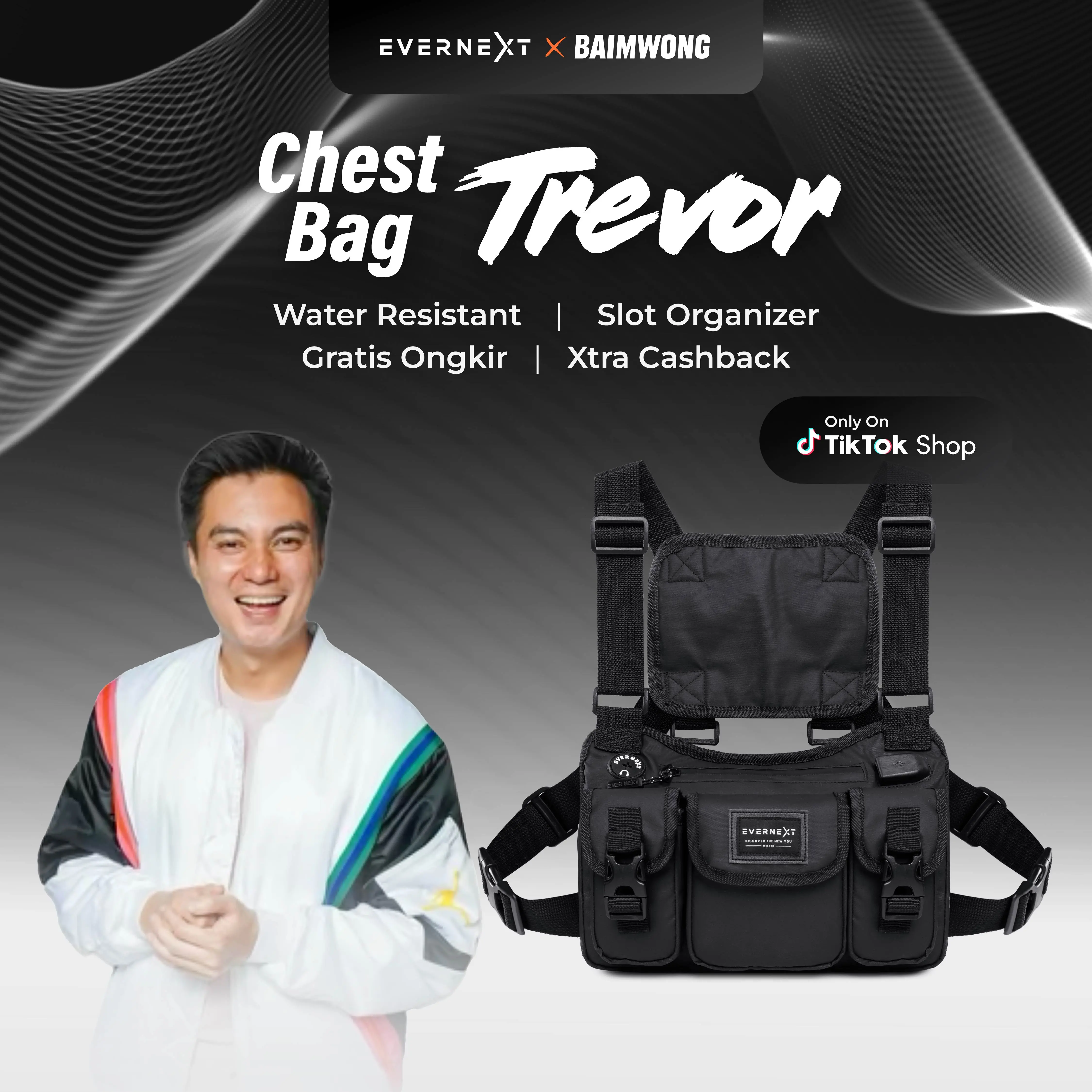 [EXCLUSIVE BAIM WONG] Chest Bag Waterproof Pria Tas Dada Pria Trevor Anti Air Tas Motor Pria
