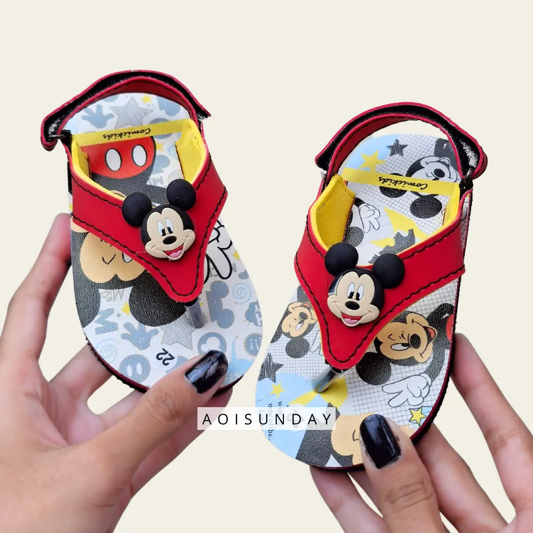 Sandal Anak Laki Laki Perempuan Mickey Mouse Merah Fashion