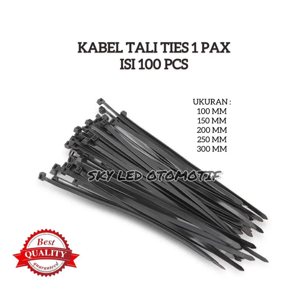 Tali Ties / Tali Ripet Hitam Import Nylon Cable 1 Pack Isi  100 Pccs Ukuran 100mm 150mm 200mm 250mm 300mm