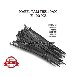 Tali Ties / Tali Ripet Hitam Import Nylon Cable 1 Pack Isi  100 Pccs Ukuran 100mm 150mm 200mm 250mm 300mm
