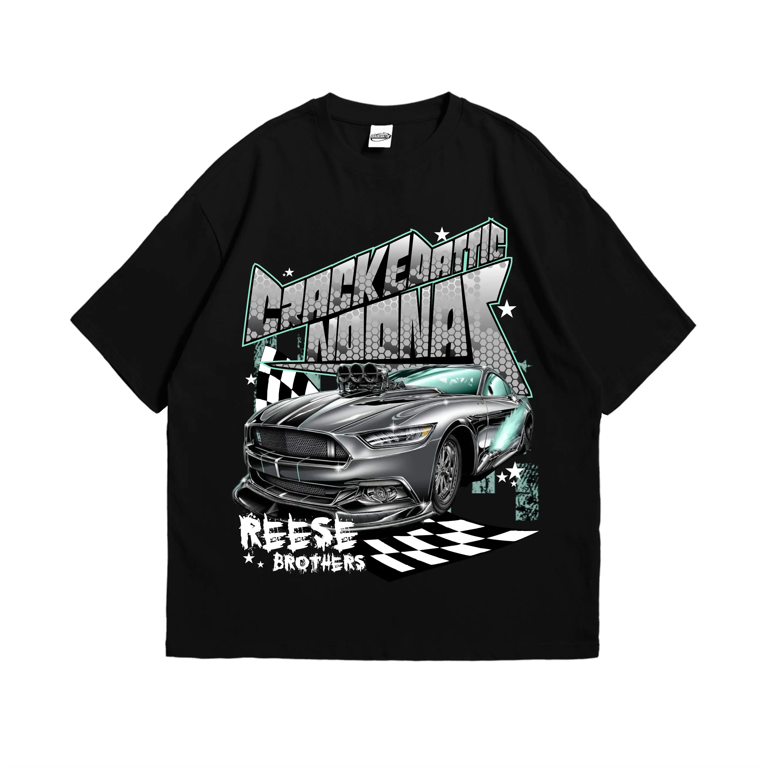 CRACKEDATTIC Baju Kaos Unisex Hitam Cotton Combed 24s - NASCAR NOONAZ RESSE BROTHER