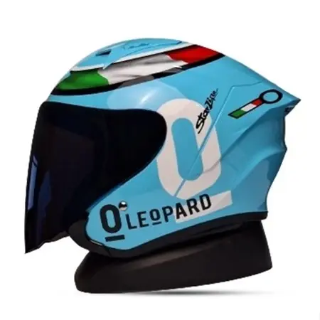 Helm Half Face Mla Leopard Grey Glosy Kaca Clear Silver Blue Helm Half Face Terbaru Motif Bisa COD 3