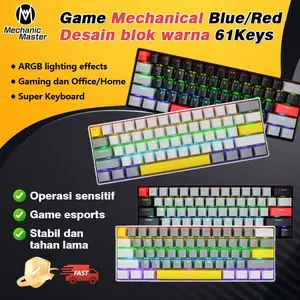 Mechanic Master RGB Keyboard Mechanical ARGB Blue/Red Switch 61 Tombol Gaming Keyboard