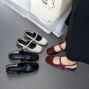 sục bệt hậu nơ nhí da bóng cao cấp 3 màu xinh xắn Shoes giày bít DéP Nhung búp giay got guốc đỏ