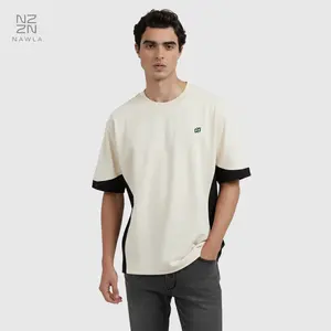 NAWLA - Baju Atasan Pria Sky Short T-shirt Two Tone Kaos Lengan Pendek Hitam & Putih Combed Katun Dewasa Keren untuk Surfing