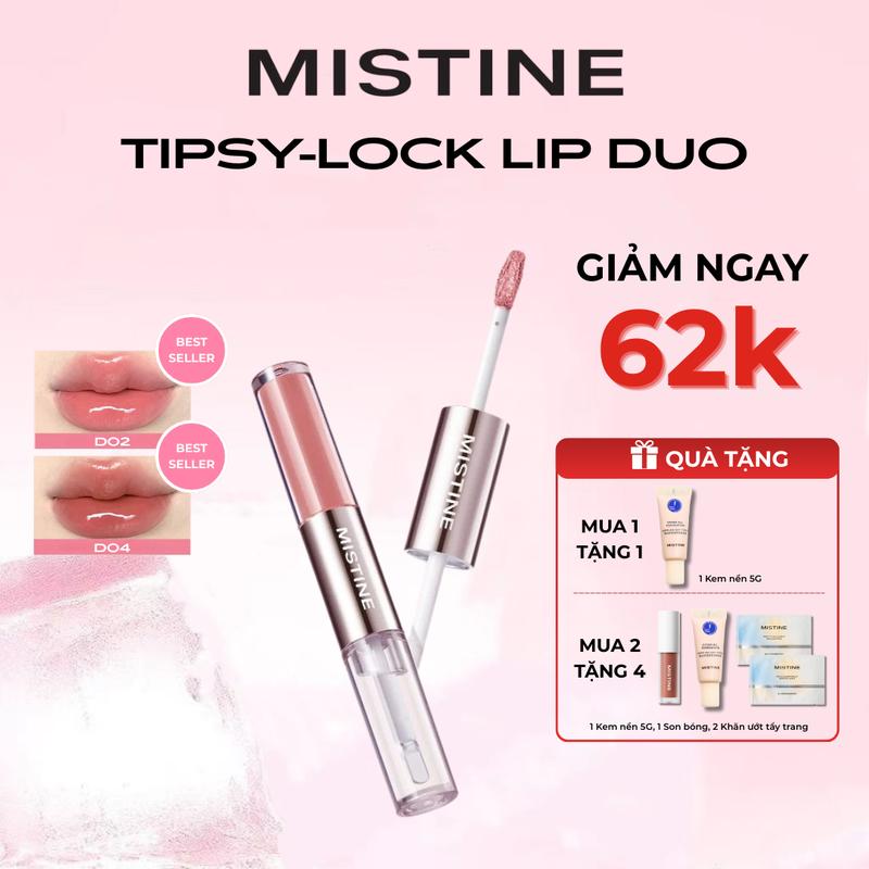 [LIVE] [MUA 2 TẶNG 4 ] Son Kem Bóng Hai Đầu MISTINE Tipsy-Lock Bền Màu Lâu Trôi, Không Dính Cốc 1.5g
