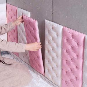 5pcs Paneles de pared 3D, Papel tapiz despegar y pegar, Calcomanías para pared impermeables anticolisión, Tapete de pared suave para protección de dormitorio y oficina